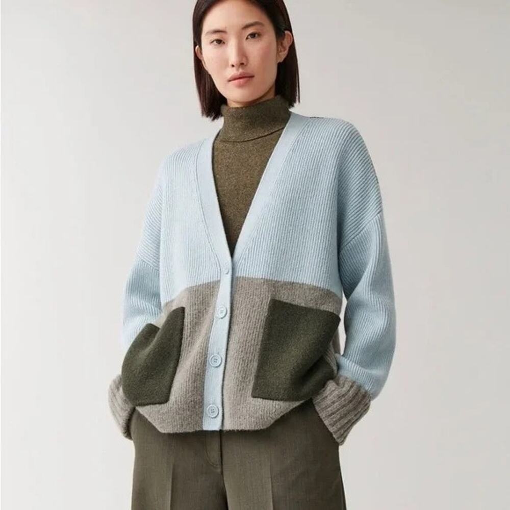Cos Oversized Wool-Alpaca Color Block Cardigan Li… - image 1